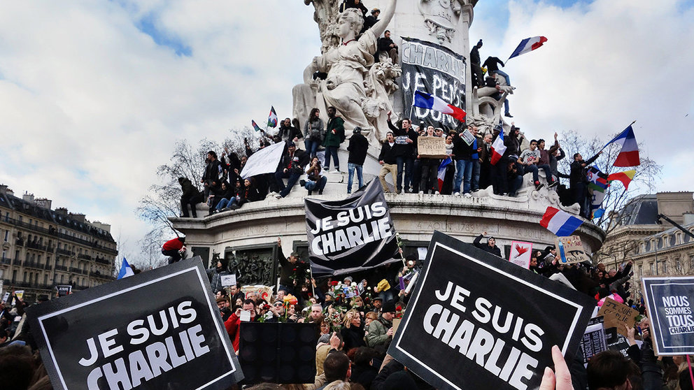 Manifestación en París contra los atentados de Charlie Hebdò